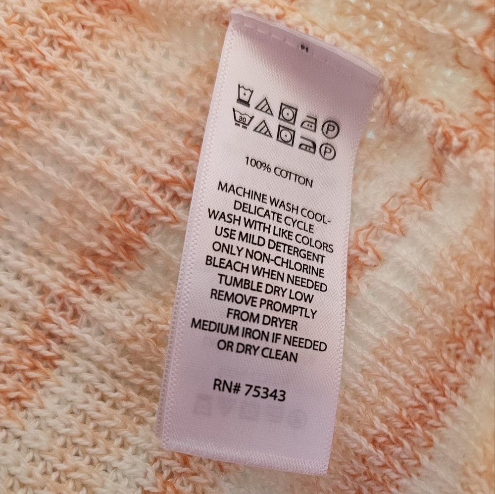 Joie Peach and Cream Knit 100% Cotton Camisole Tank Top Scalloped Edges Plus - Picture 4 of 5